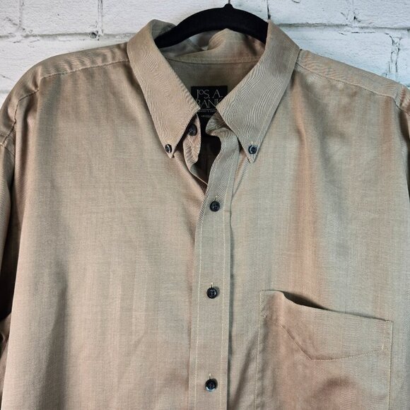 MENS JOS A BANKS LONG SLEEVE BUTTON DOWN CAMEL COLOR TEXTURED FABRIC SIZE XL - Picture 5 of 6
